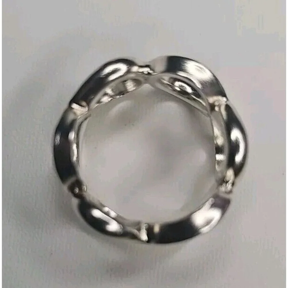 925 Silver Infinity Ring Size 9 Loops Circles Chunky Mens Woman's Fashion Ring - Picture 3 of 5